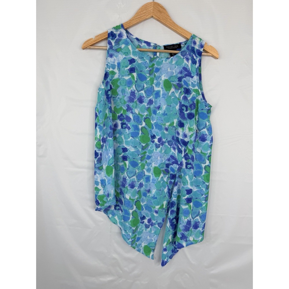 Rachel Zoe‎ Sleeveless Blouse Top Size S Blue Green Abstract Print